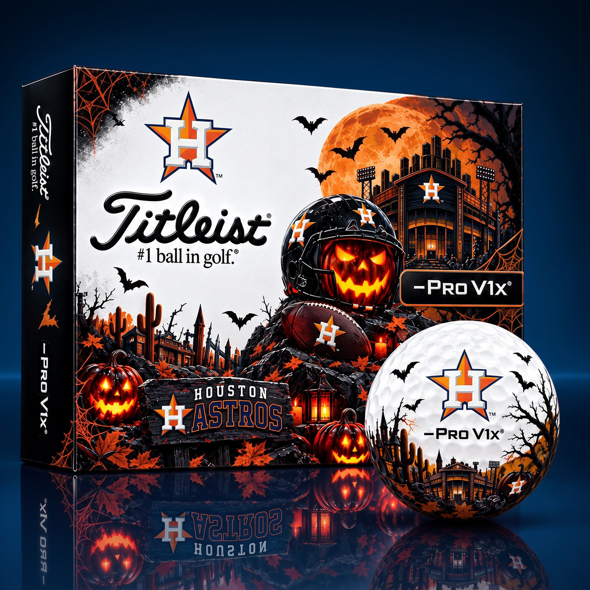 HOU X MLB Spooky Halloween Golf Balls - Titleist Pro V1 Set