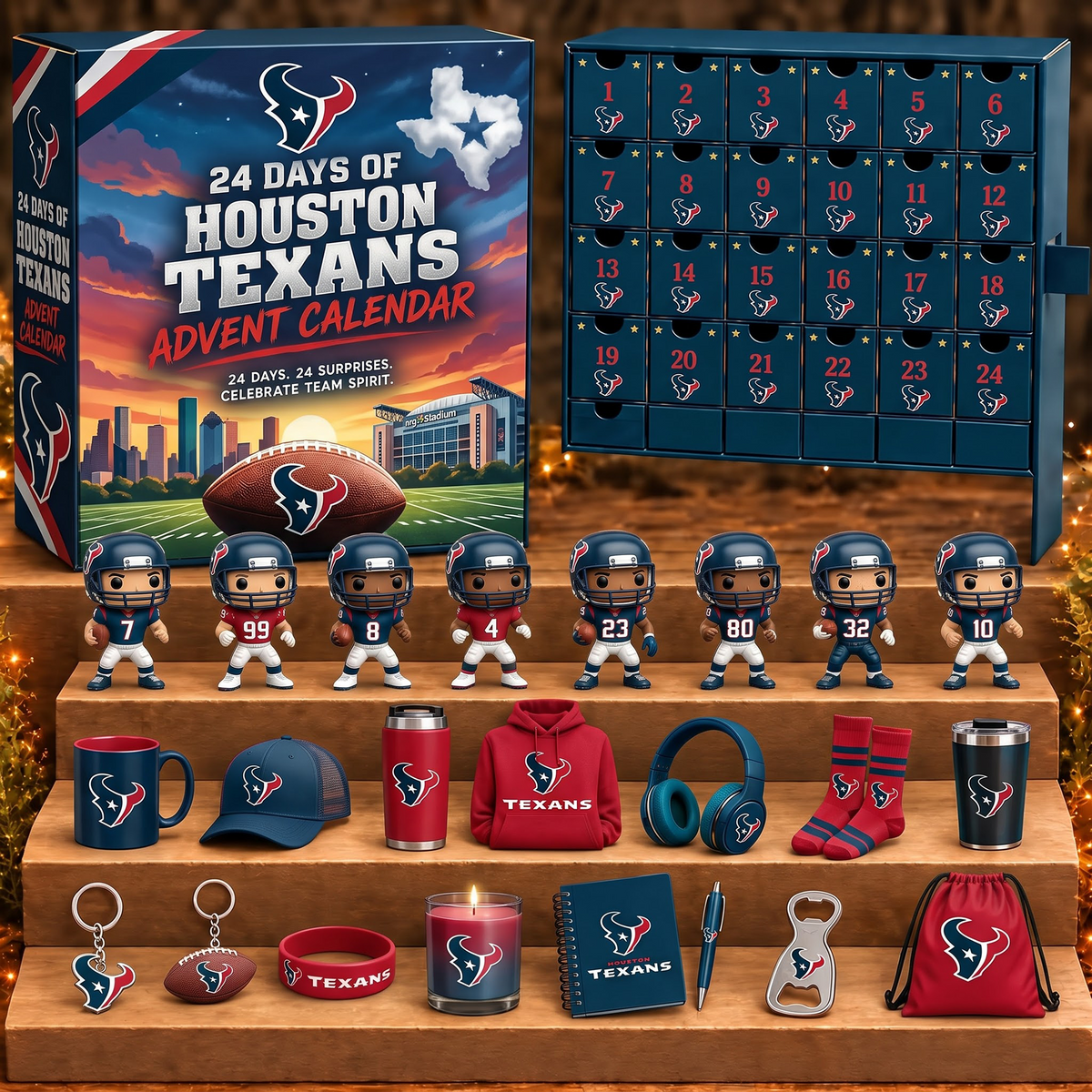 HOU X NFL Personalized 24 Days Of American Football Advent Calendar Blink Box