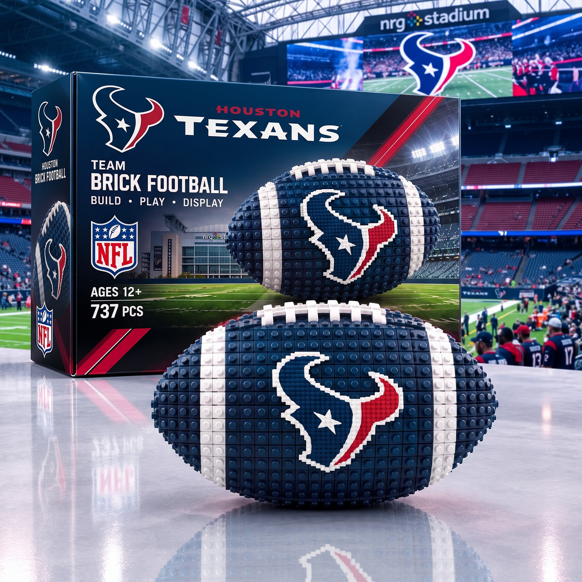 HOU X NFL Team Brick Football Building Set – 3D Bricks Collector Model