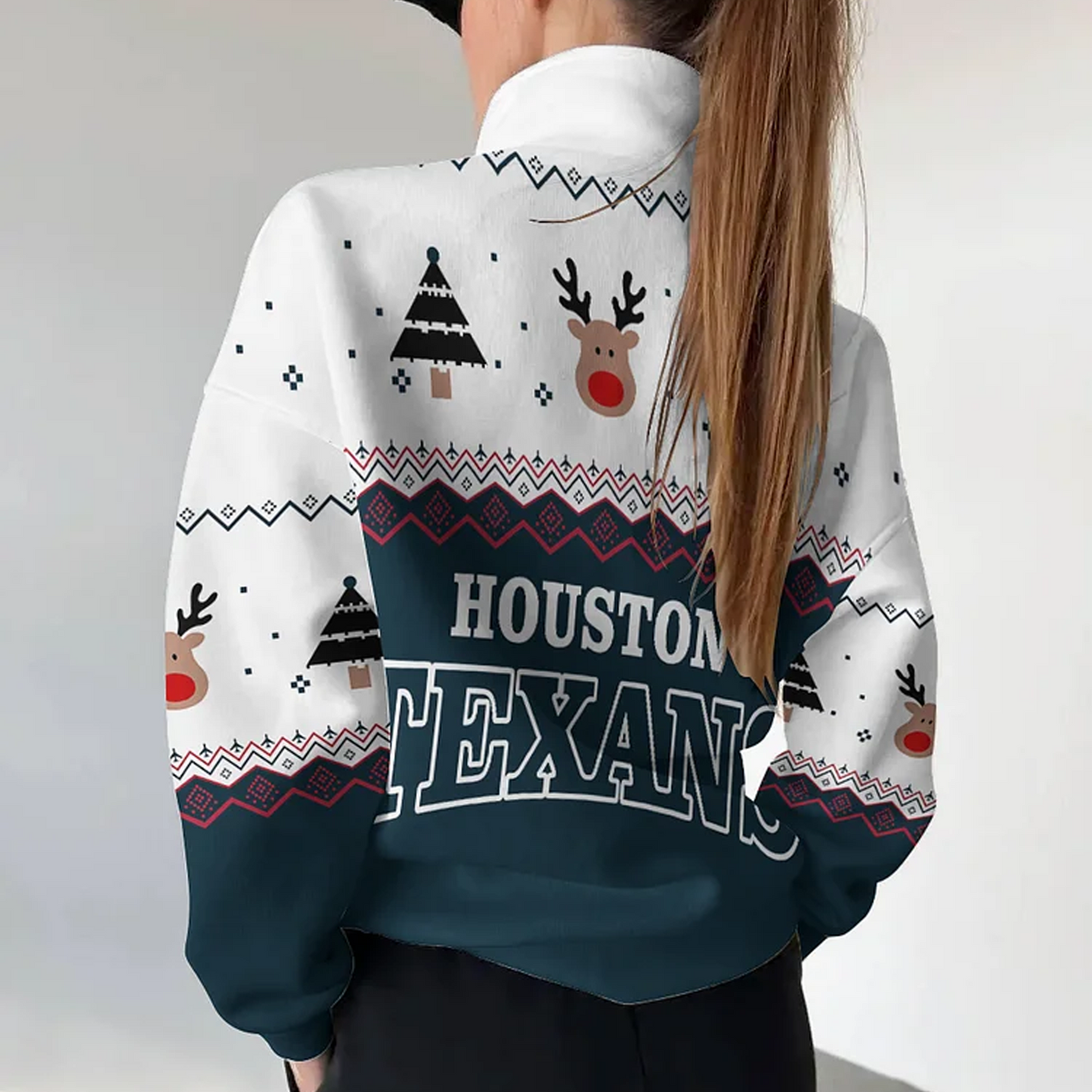 HOU X NFL Women's Outdoor Casual Stand Collar Long Sleeve Pullover DATND THUONGNH
