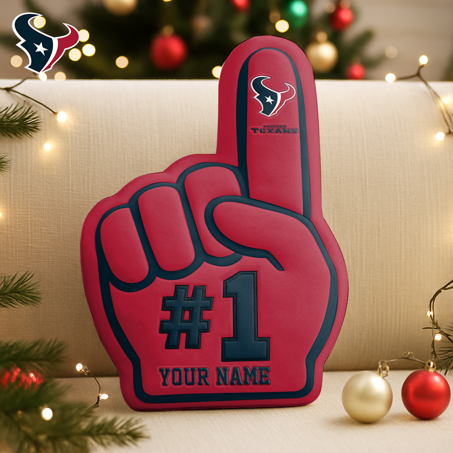 HOU x NFL Customized Shaped Pillow Christmas DATND TANTD