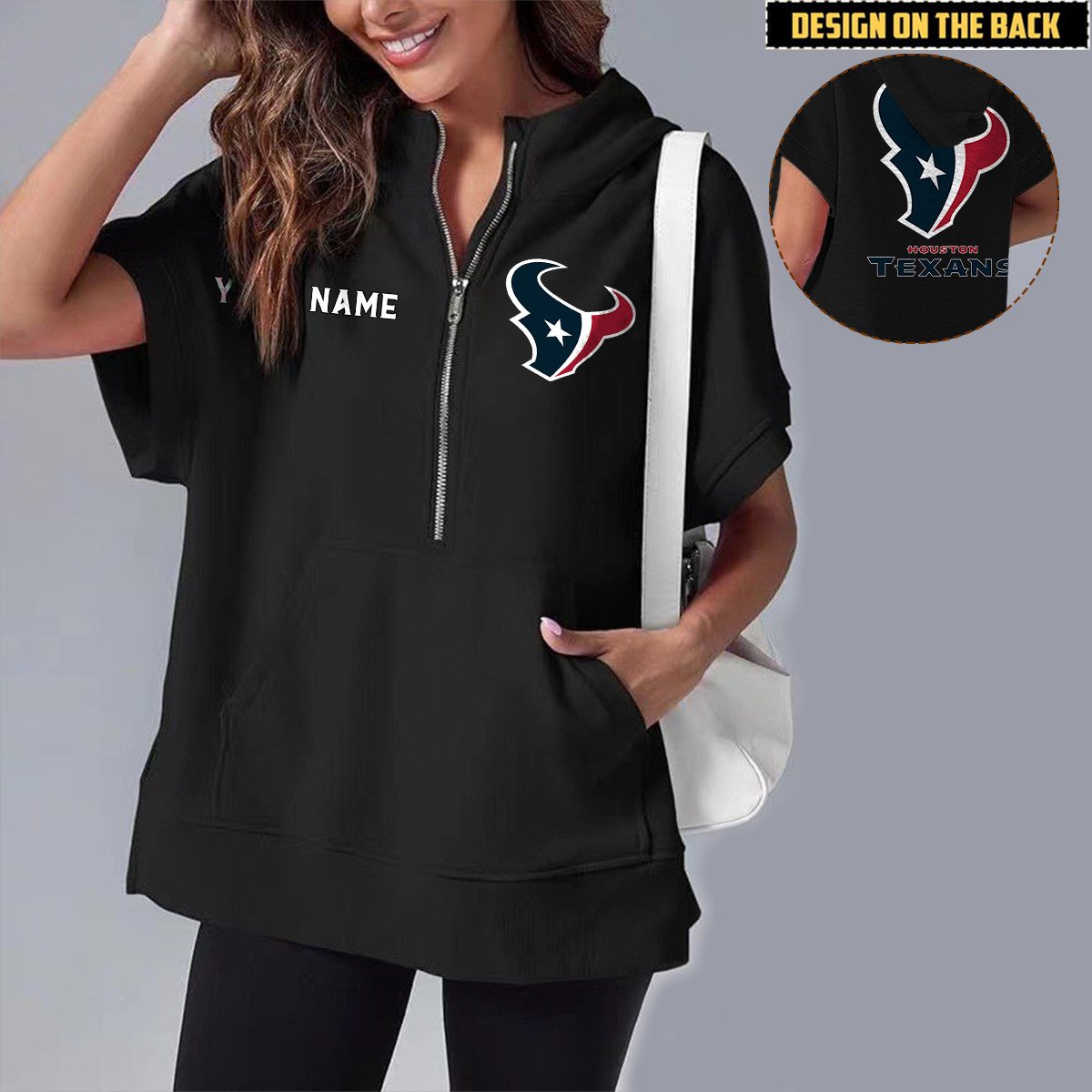 HOU x NFL Short Sleeve Zip Hoodie DATND TANTD