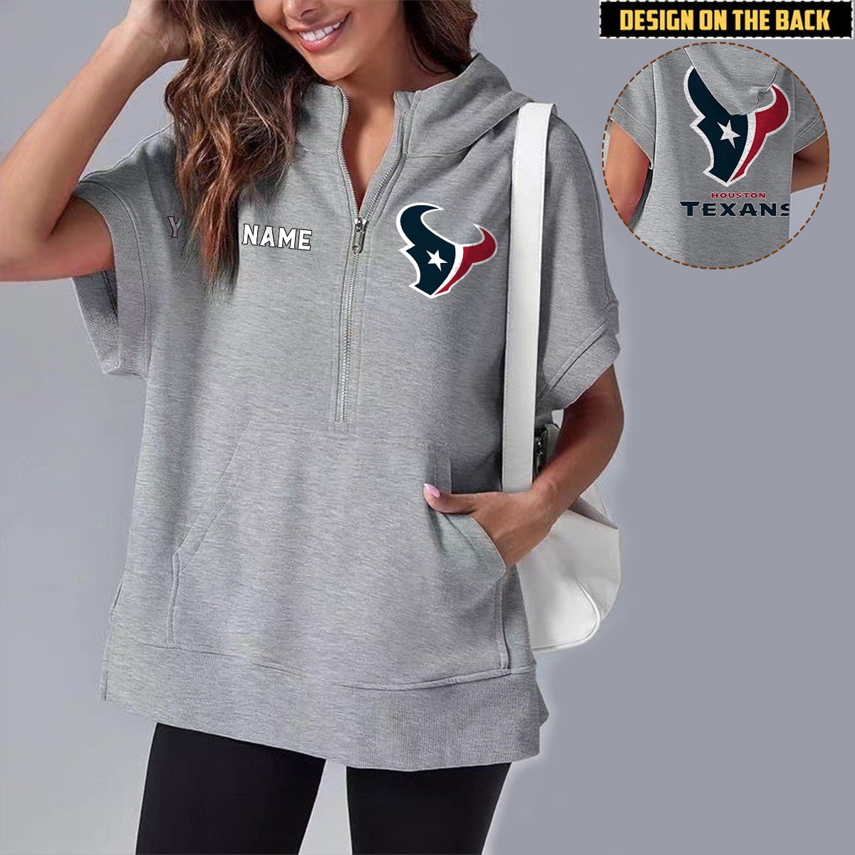 HOU x NFL Short Sleeve Zip Hoodie DATND TANTD