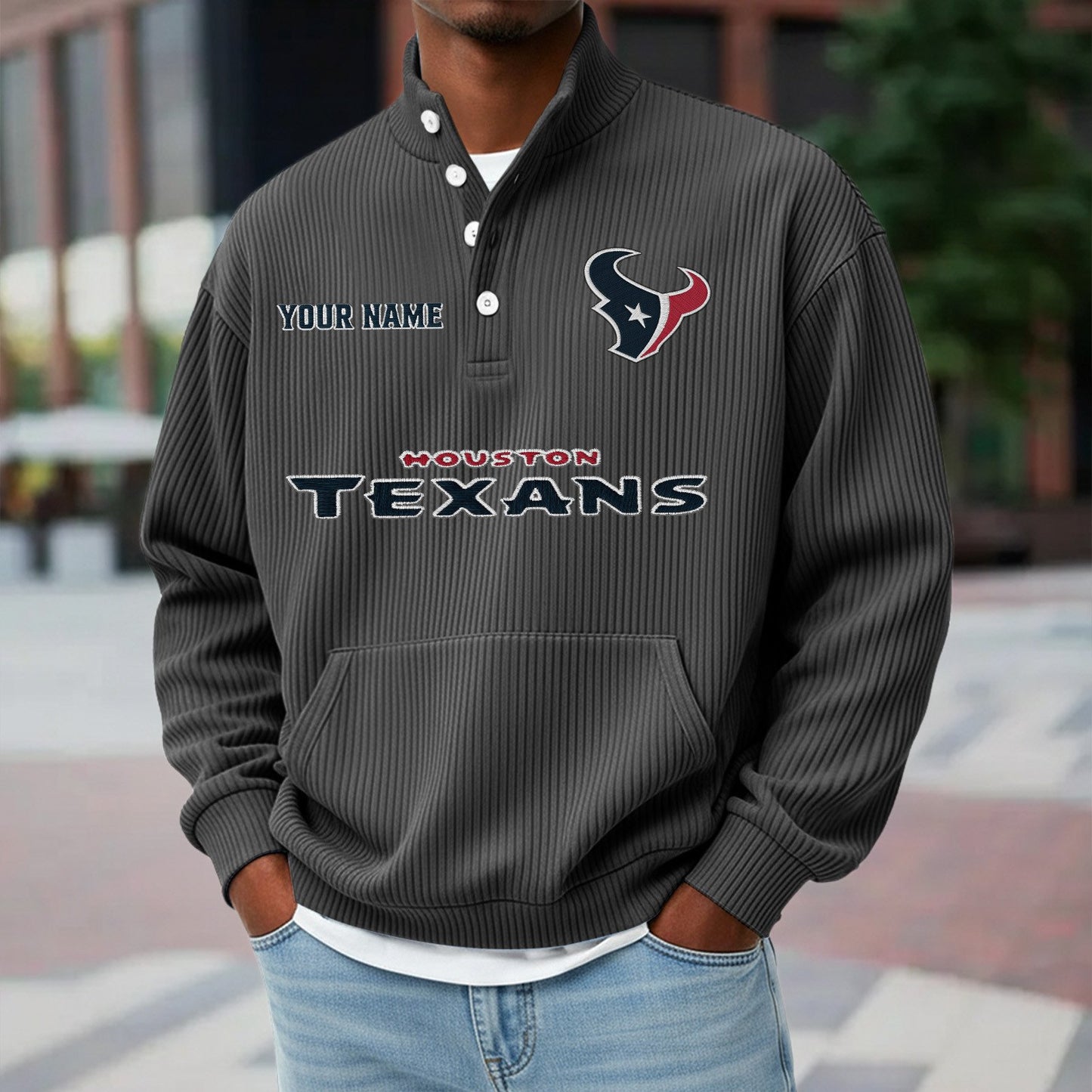 HOU x NFL Waffle High Neck Long Sleeved Sweatshirt DATND TANTD 221125