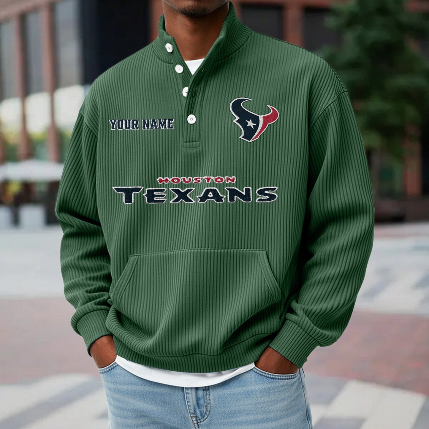 HOU x NFL Waffle High Neck Long Sleeved Sweatshirt DATND TANTD 221125