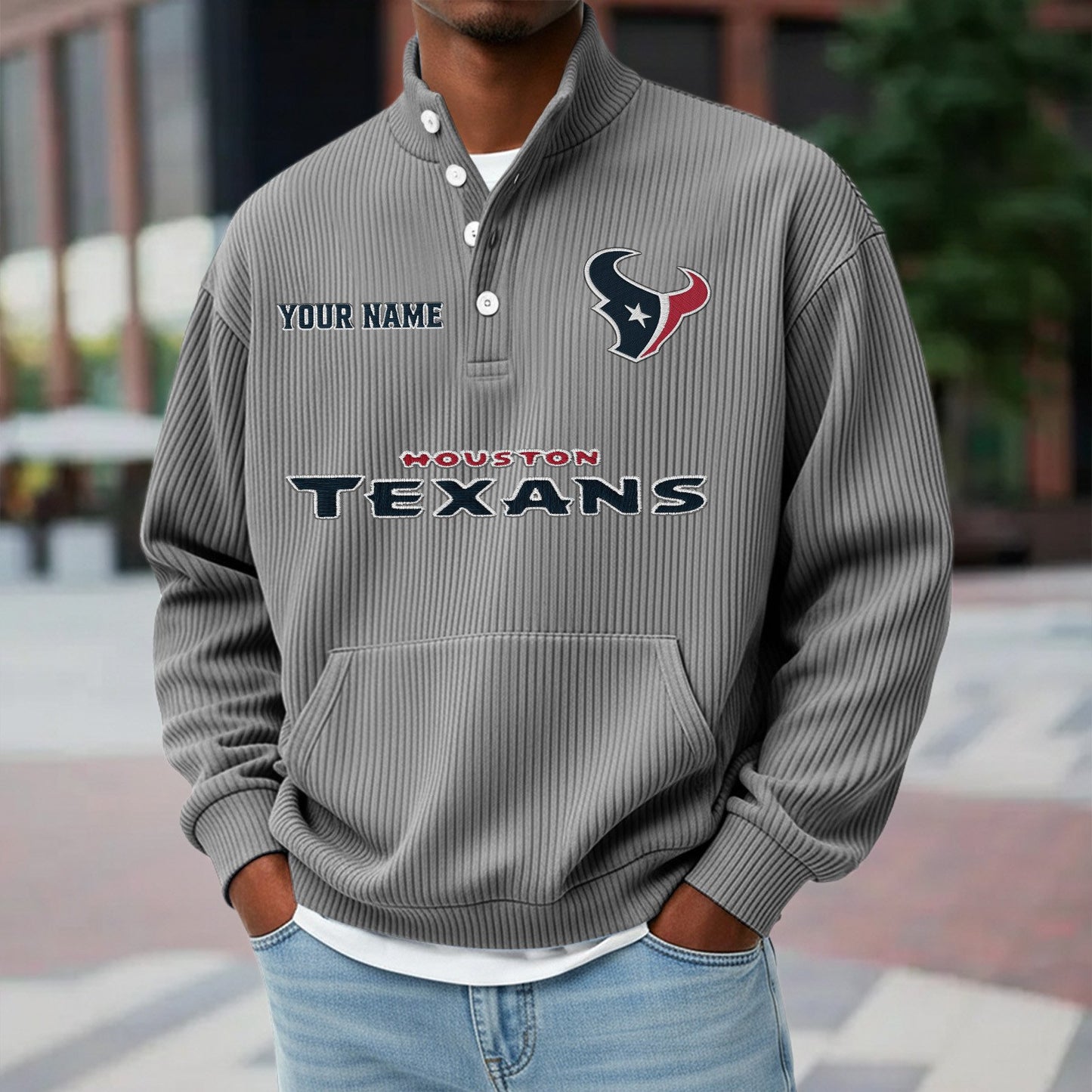 HOU x NFL Waffle High Neck Long Sleeved Sweatshirt DATND TANTD 221125