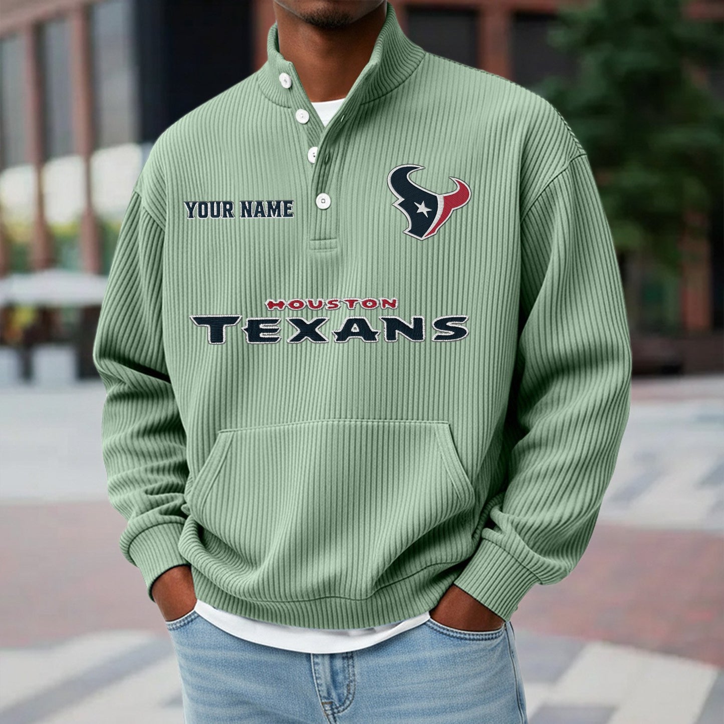 HOU x NFL Waffle High Neck Long Sleeved Sweatshirt DATND TANTD 221125