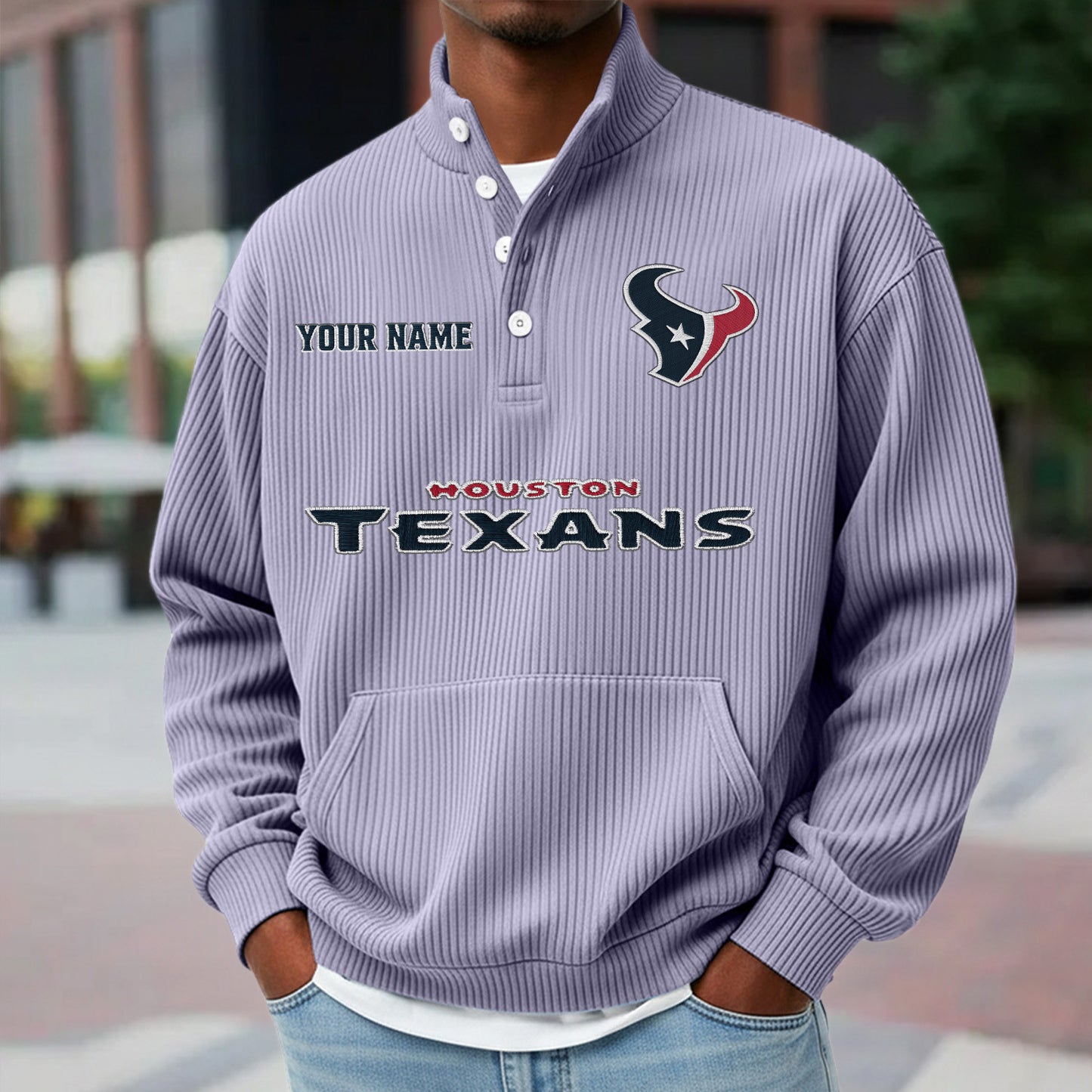 HOU x NFL Waffle High Neck Long Sleeved Sweatshirt DATND TANTD 221125