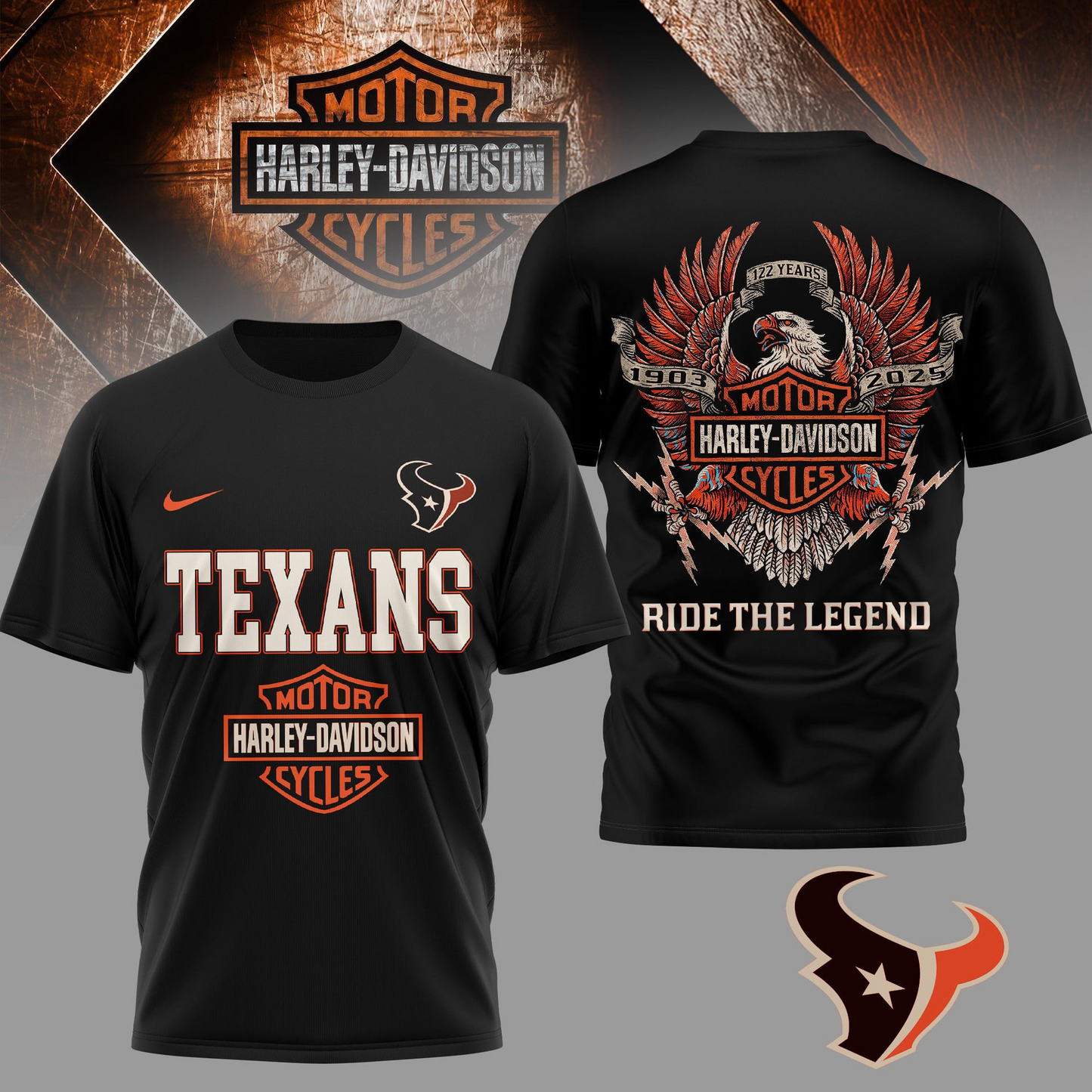 HT Premium NFL 122 Year Motorcycle 3D Shirt DDT NTL
