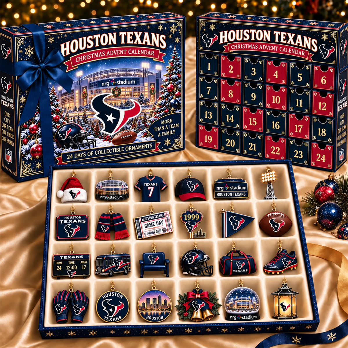 HT x NFL Team Christmas Advent Calendar Box - 24 Days Countdown Tree Ornaments Gift Set 2809 NAK TTT