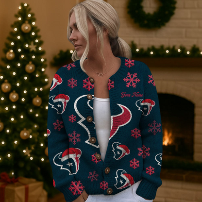 HT x NFL Women Cardigan Sweater Christmas DDT CTND