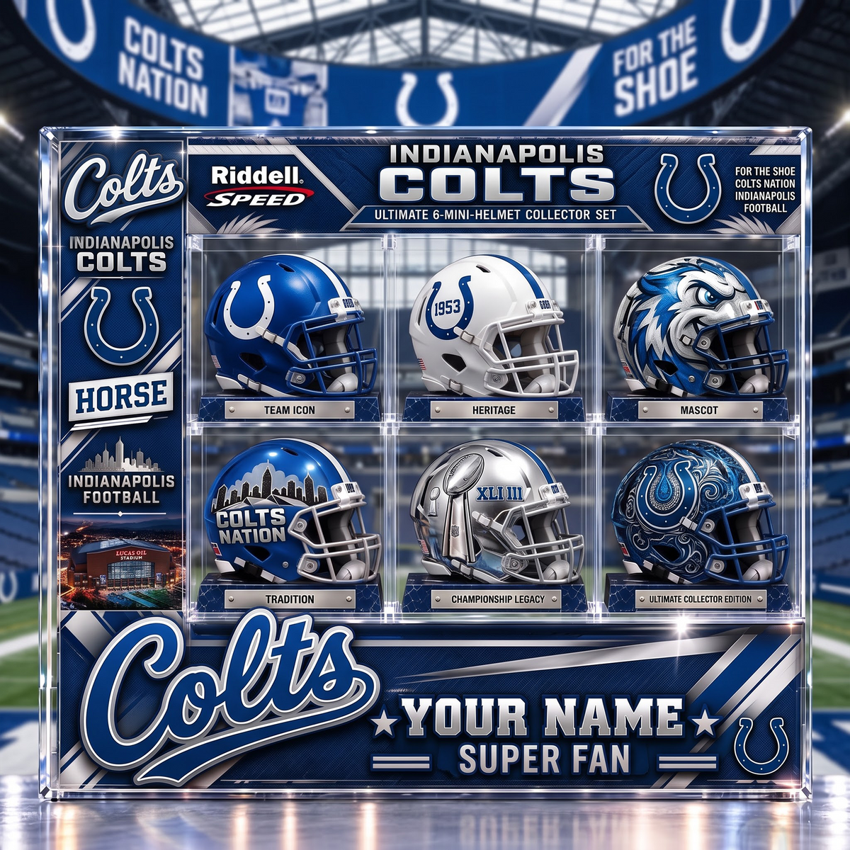 IC x Custom NFL Team Riddell Speed Ultimate 6-Mini-Helmet Collector Set