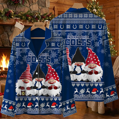 IND X NFL Unique 3 Gnomes Art Design For The 2025 Holiday Season Satin Pajamas Set