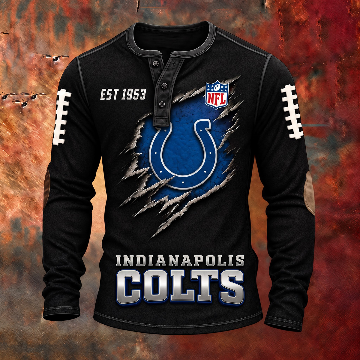 IND X PREMIUM NFL Distressed Long Sleeve Jersey 1709 V2