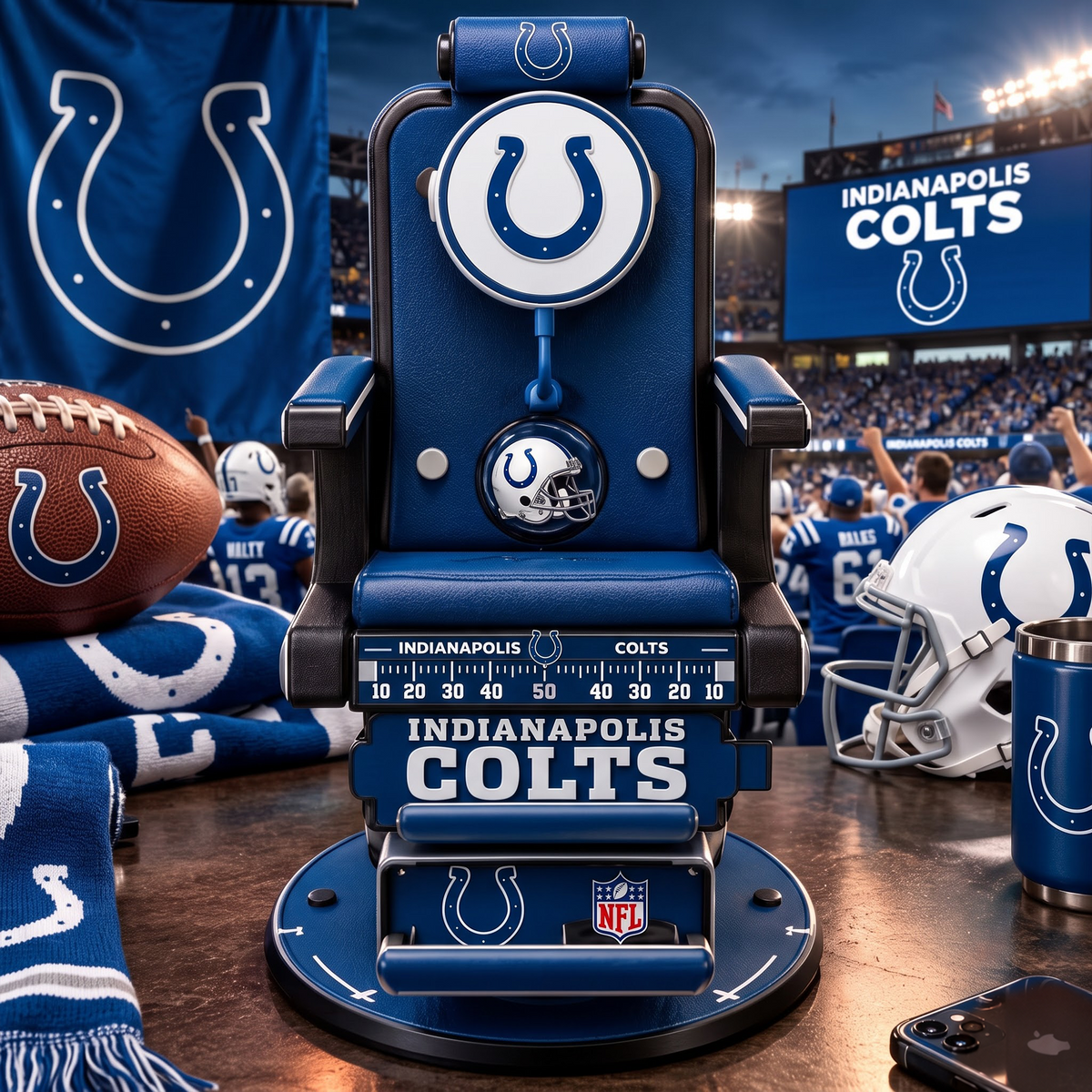 IND X Personalized NFL Fan Barber Chair Desk Phone Stand