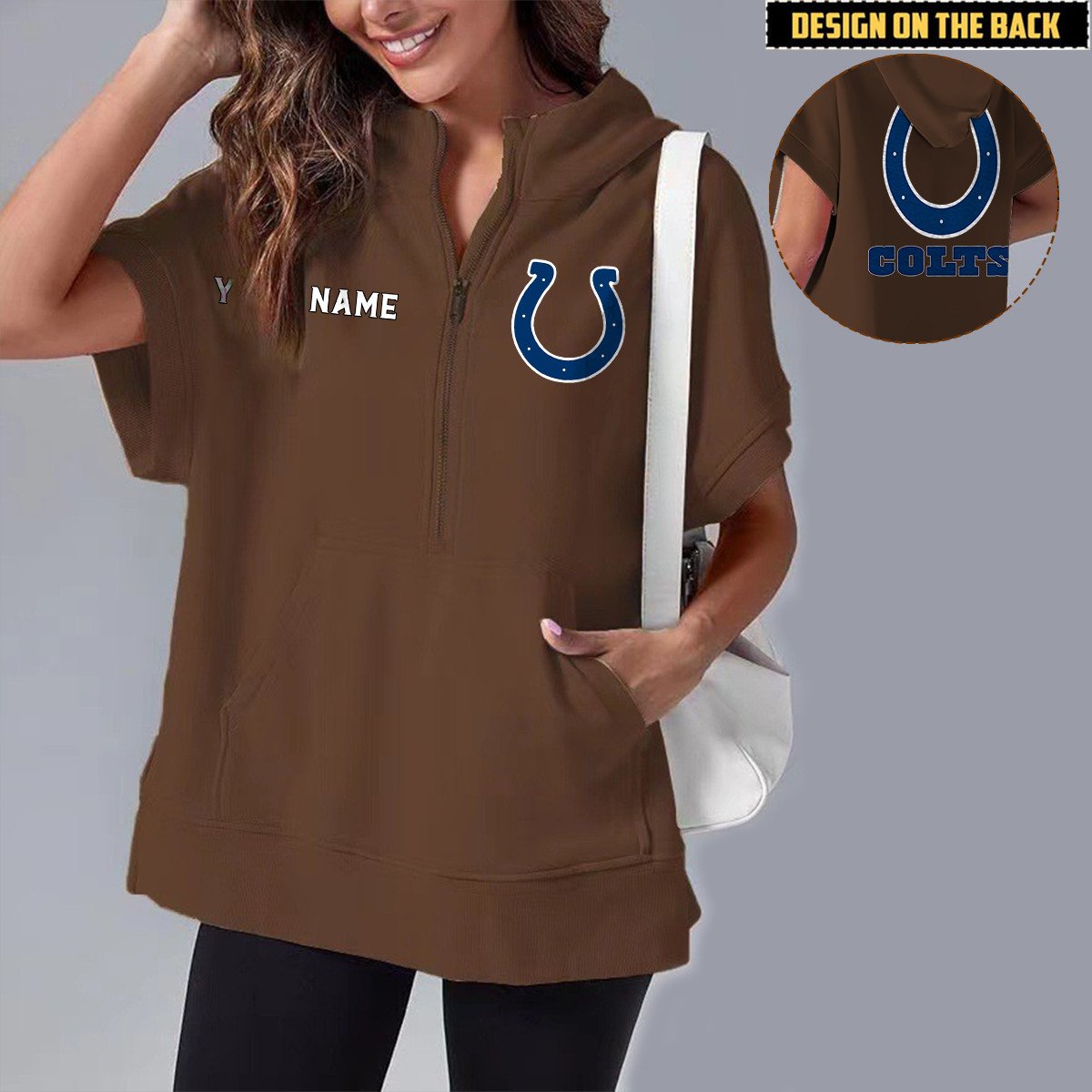IND x NFL Short Sleeve Zip Hoodie DATND TANTD
