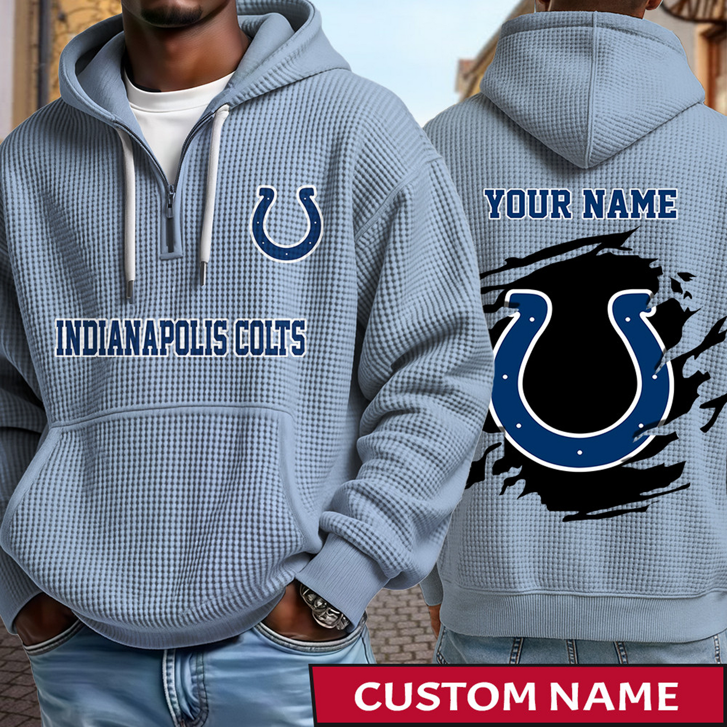 IND x NFL Waffle Half Zip Hoodie DATND TANTD