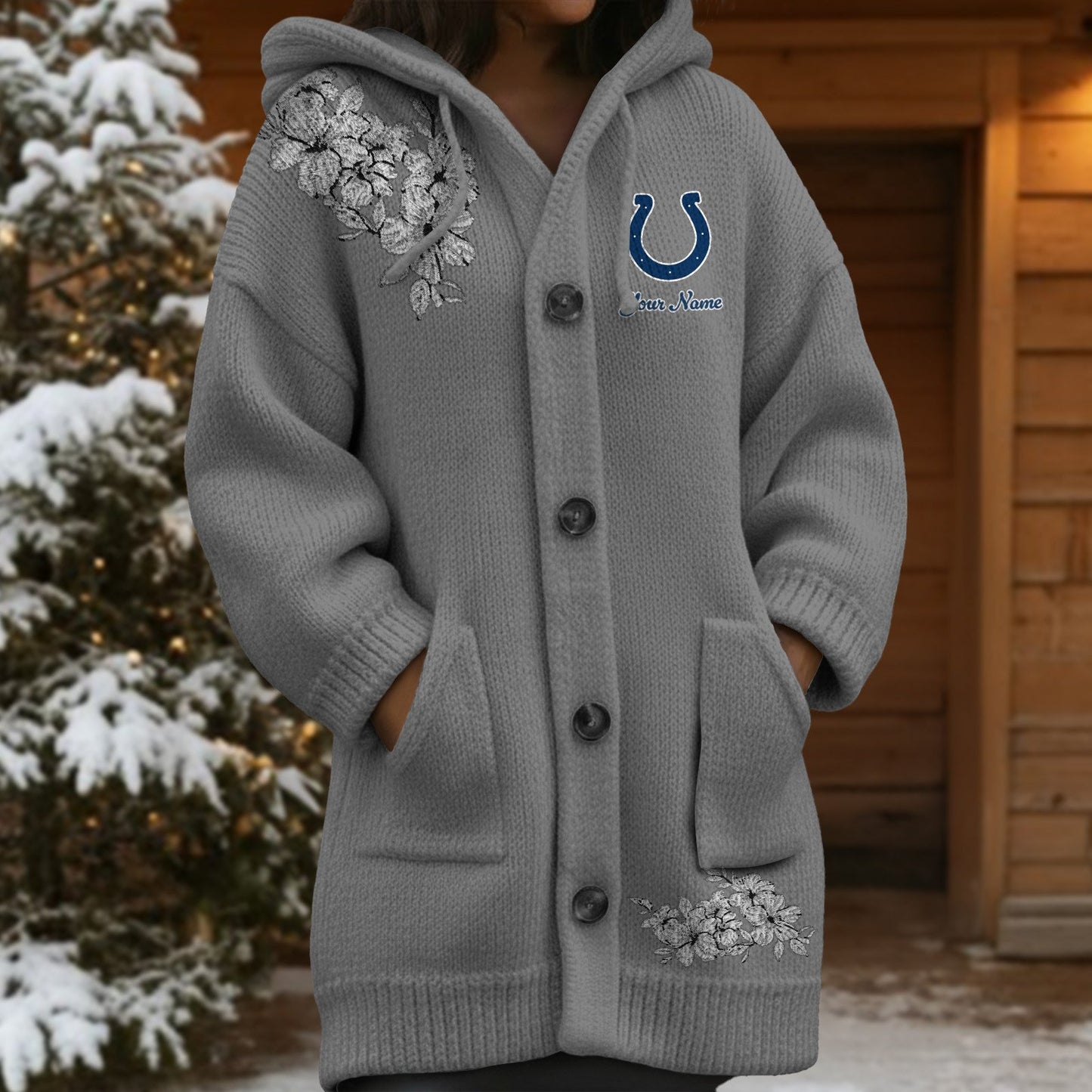 IND x NFL Women's Casual Knitted Hooded Cardigan DATND TANTD 211125