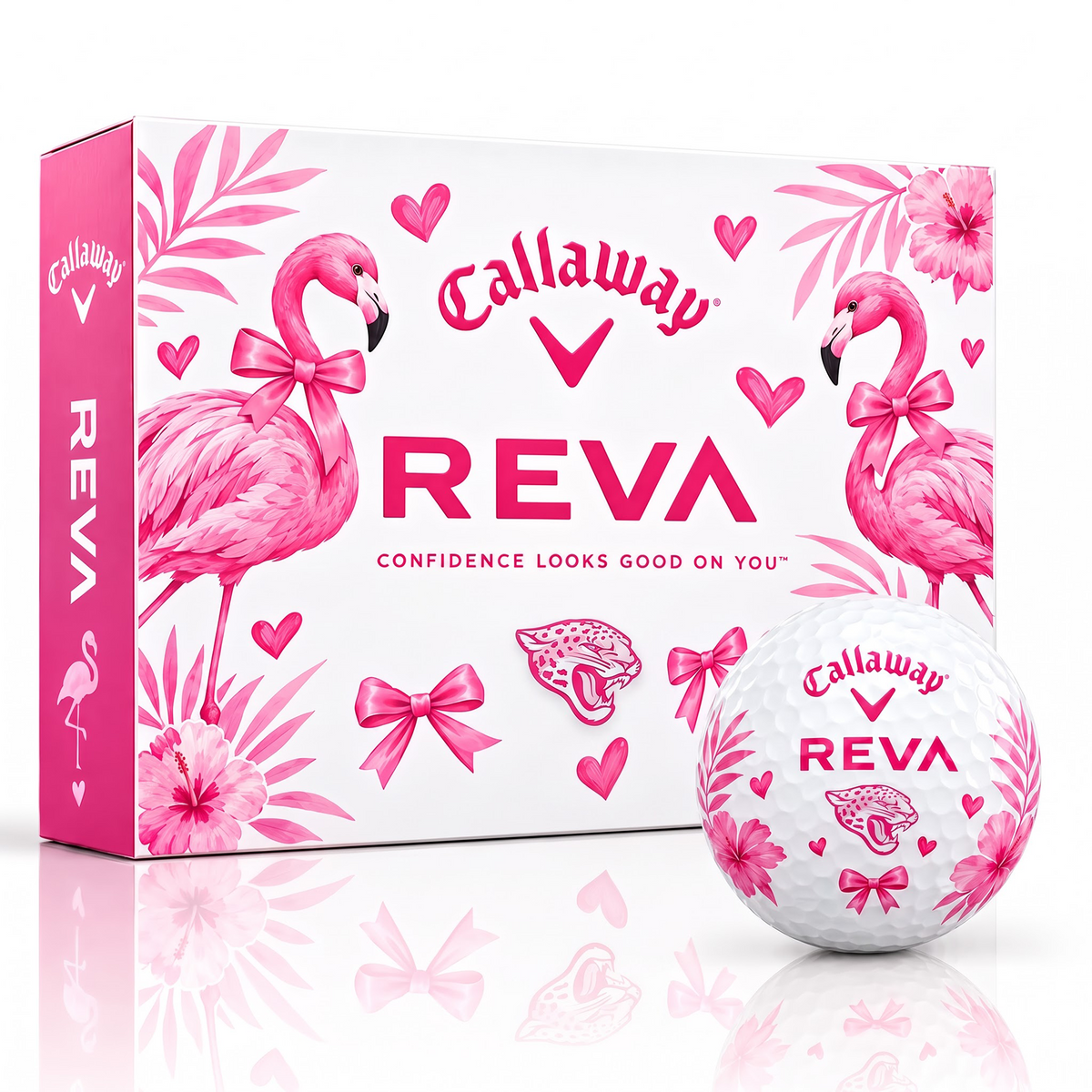 JAC X Callaway REVA NFL Tropical Pink Bow Golf Ball Set for Her