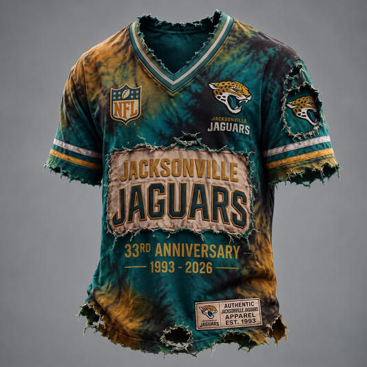 JAC X Custom Football Fan Distressed V-Neck Shirt