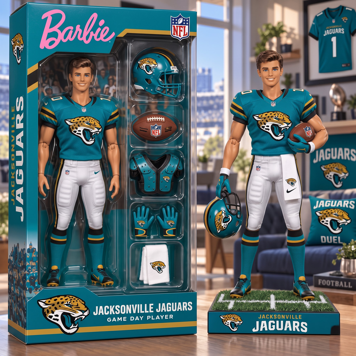 JAC X Personalized NFL Ken Doll Action Figure Box Set