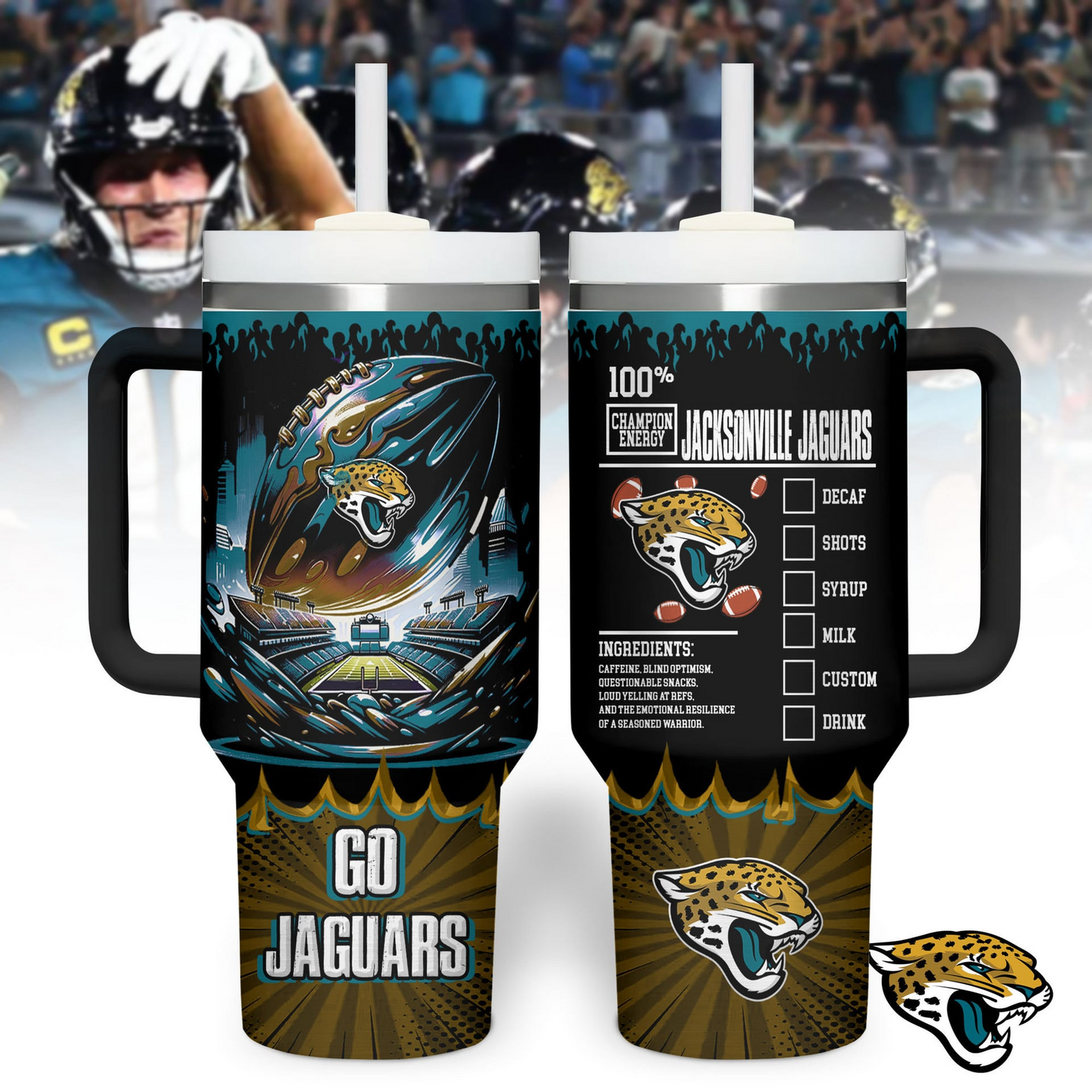 JJ Premium NFL Champion Energy Tumbler 40oz DDT CTND