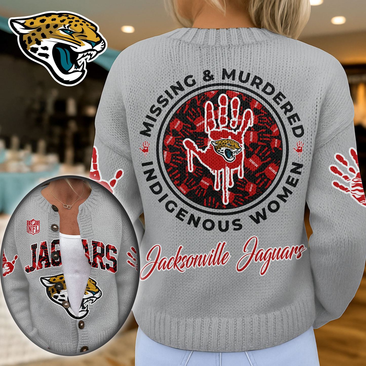 JJ Premium NFL Cozy Knit Cardigan DDT NTL