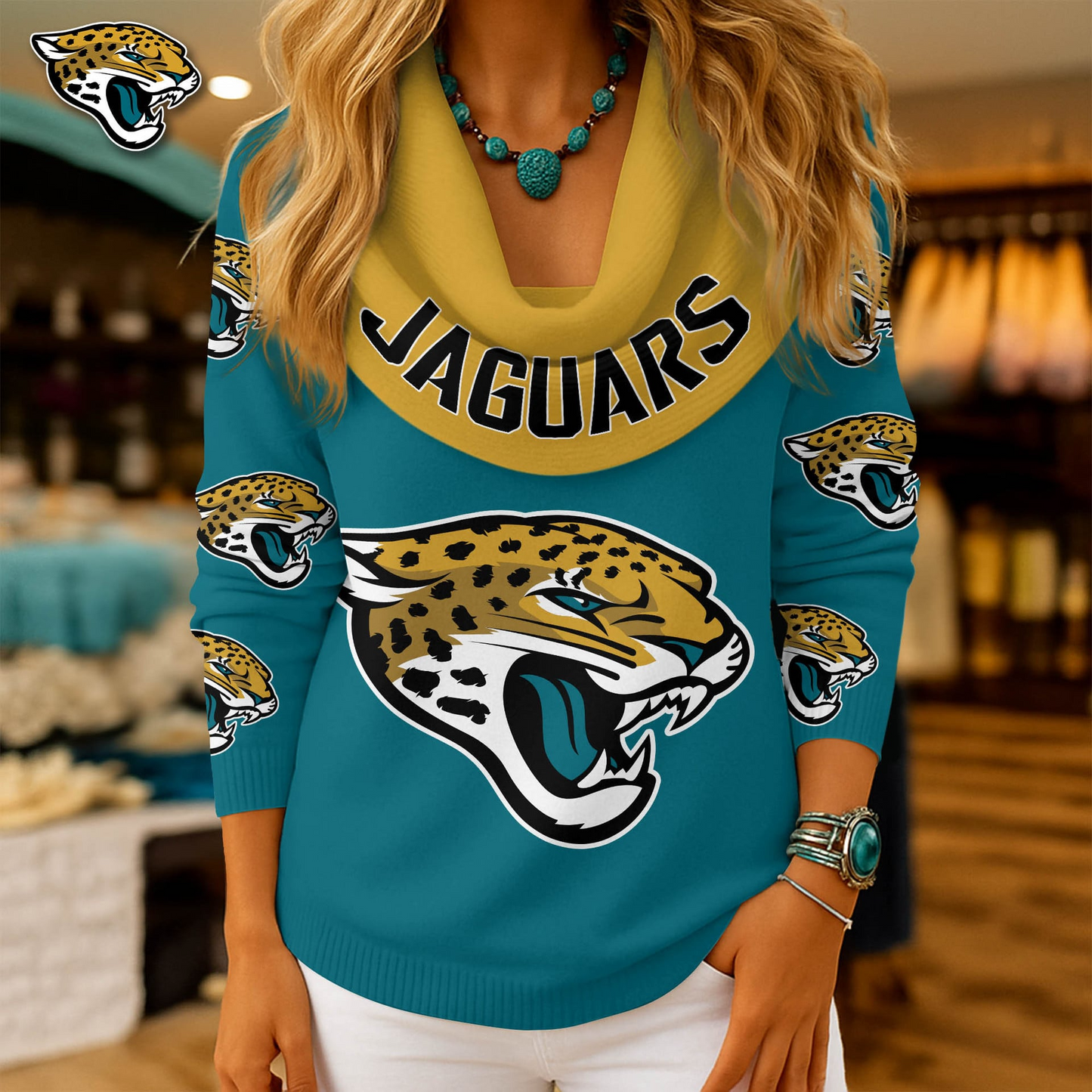 JJ Premium NFL Fan Cowl Neck Sweater 3D Shirt DDT NTL