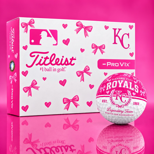 KC X Ladies Custom MLB Pink Coquette Golf Balls – Premium Titleist Pro V1x Gift Set