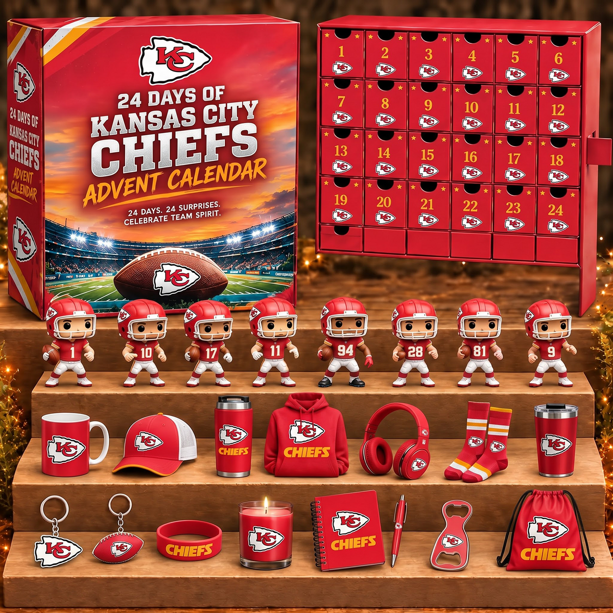 KC X NFL Personalized 24 Days Of American Football Advent Calendar Blink Box
