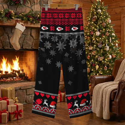 KC X NFL Unique 3 Gnomes Art Design For The 2025 Holiday Season Satin Pajamas Set