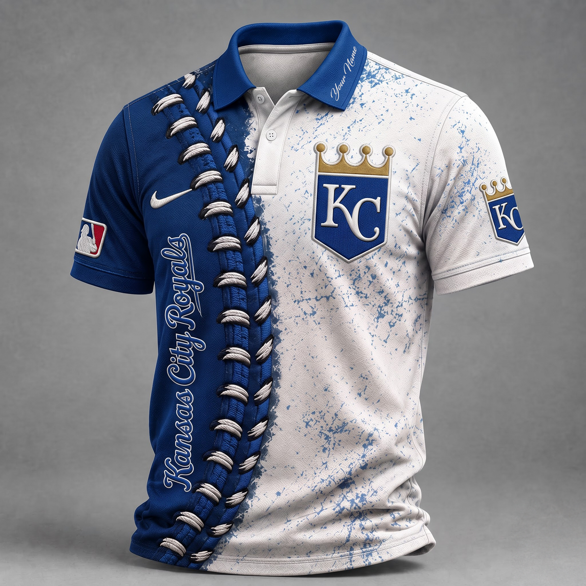 KC X Premium MLB Baseball Stitch Polo Shirt