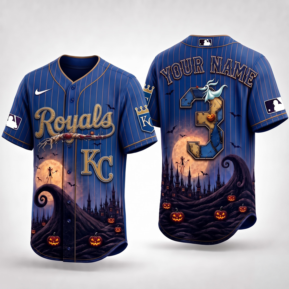 KC X Premium MLB Haunted Moon Halloween Baseball Jersey