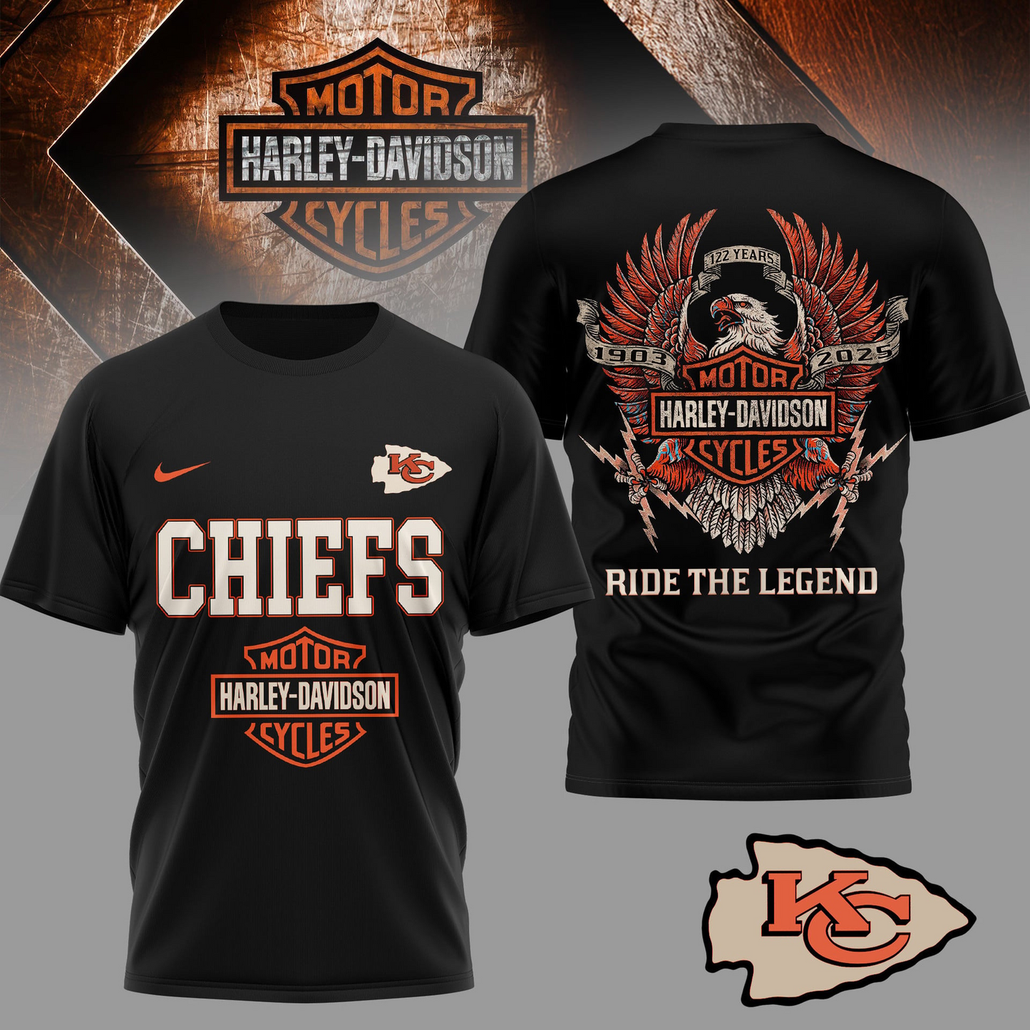 KCC Premium NFL 122 Year Motorcycle 3D Shirt DDT NTL