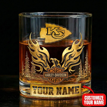 KCC Premium NFL Motorcycle Personalized Whiskey Glass DDT NTL