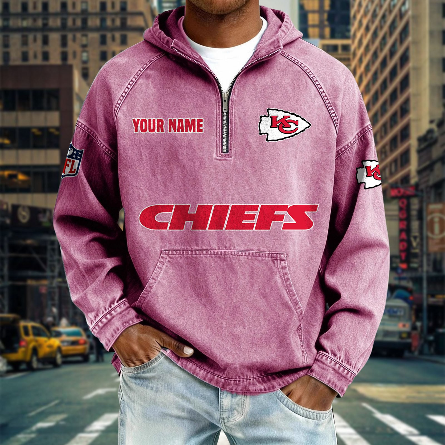 KCC x NFL Denim Long - Sleeved Hooded Sweatshirt DDT NTL