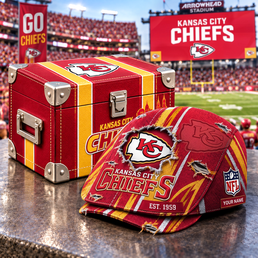 KCC x NFL Distressed Flat Cap Set with Luxury Storage Box