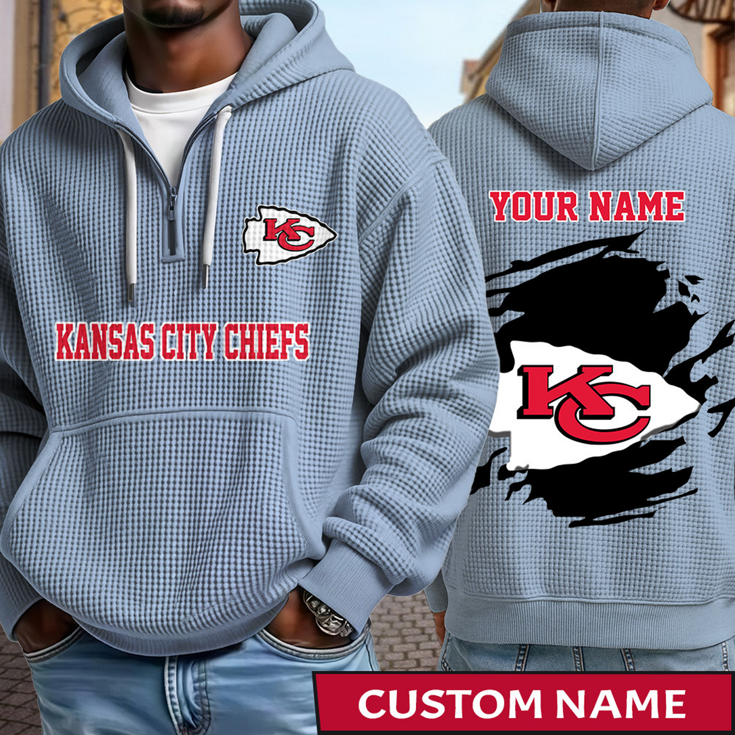 KCC x NFL Waffle Half Zip Hoodie DATND TANTD