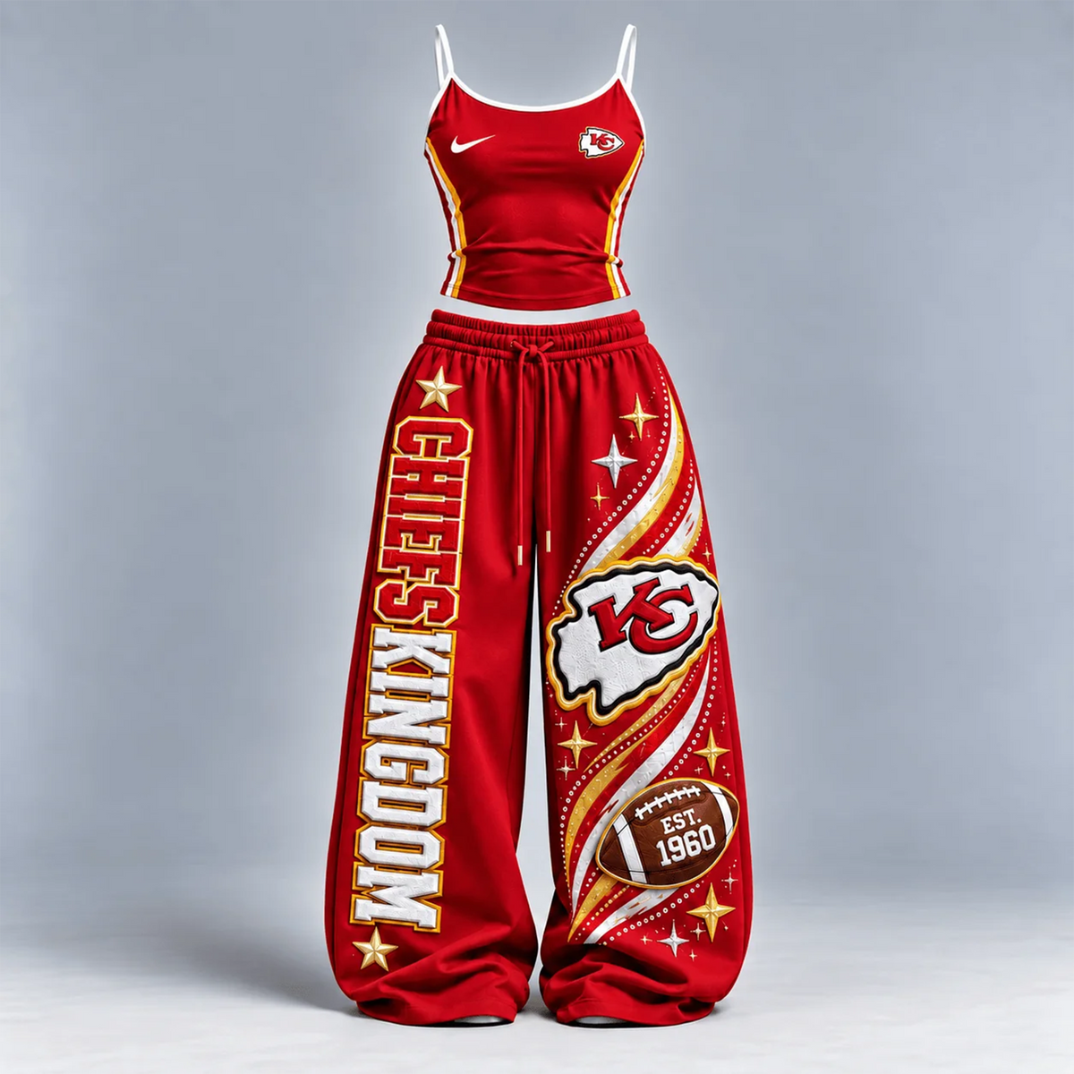 KCC x Premium NFL Sports-Inspired Cami & Wide-Leg Pants Set