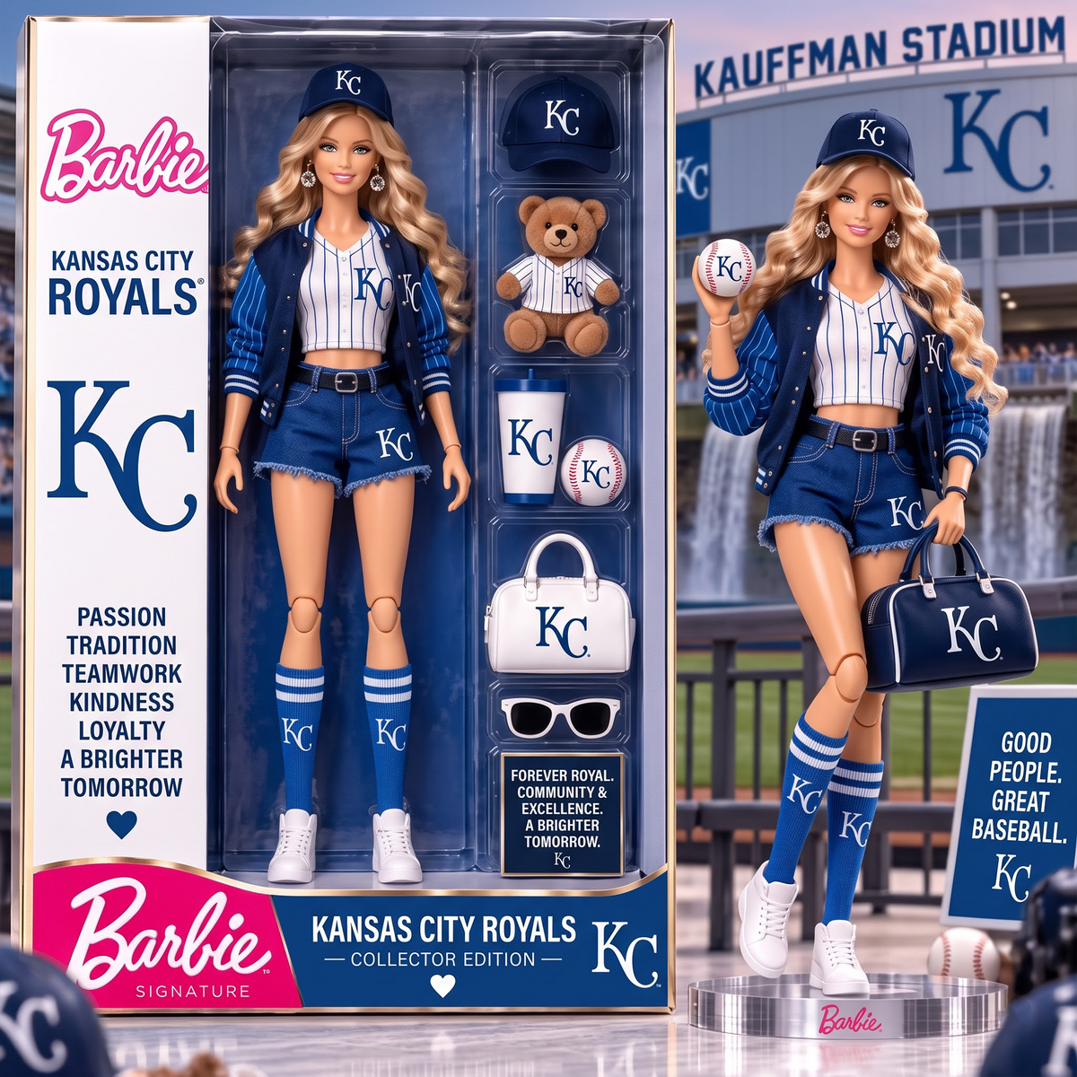 KCR x Personalized MLB Barbie Acrylic Block Plaque Figure Set