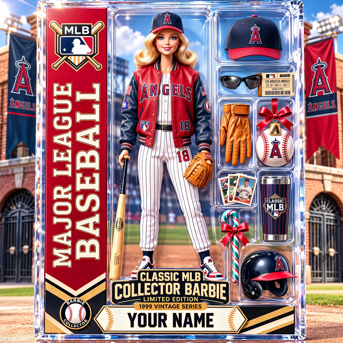 LAA X Personalized Classic MLB Collector Barbie Acrylic Block Plaque