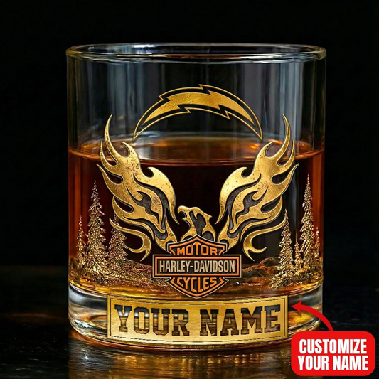 LAC Premium NFL Motorcycle Personalized Whiskey Glass DDT NTL