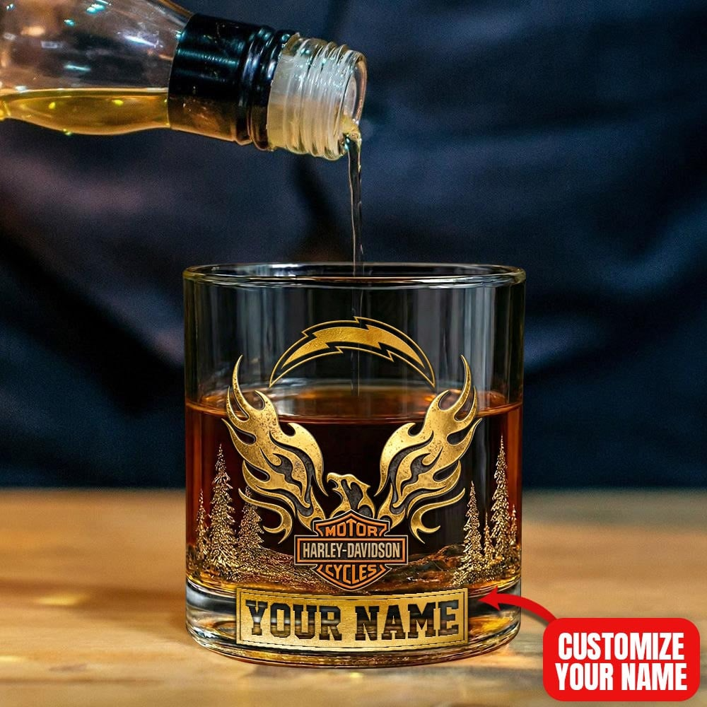 LAC Premium NFL Motorcycle Personalized Whiskey Glass DDT NTL