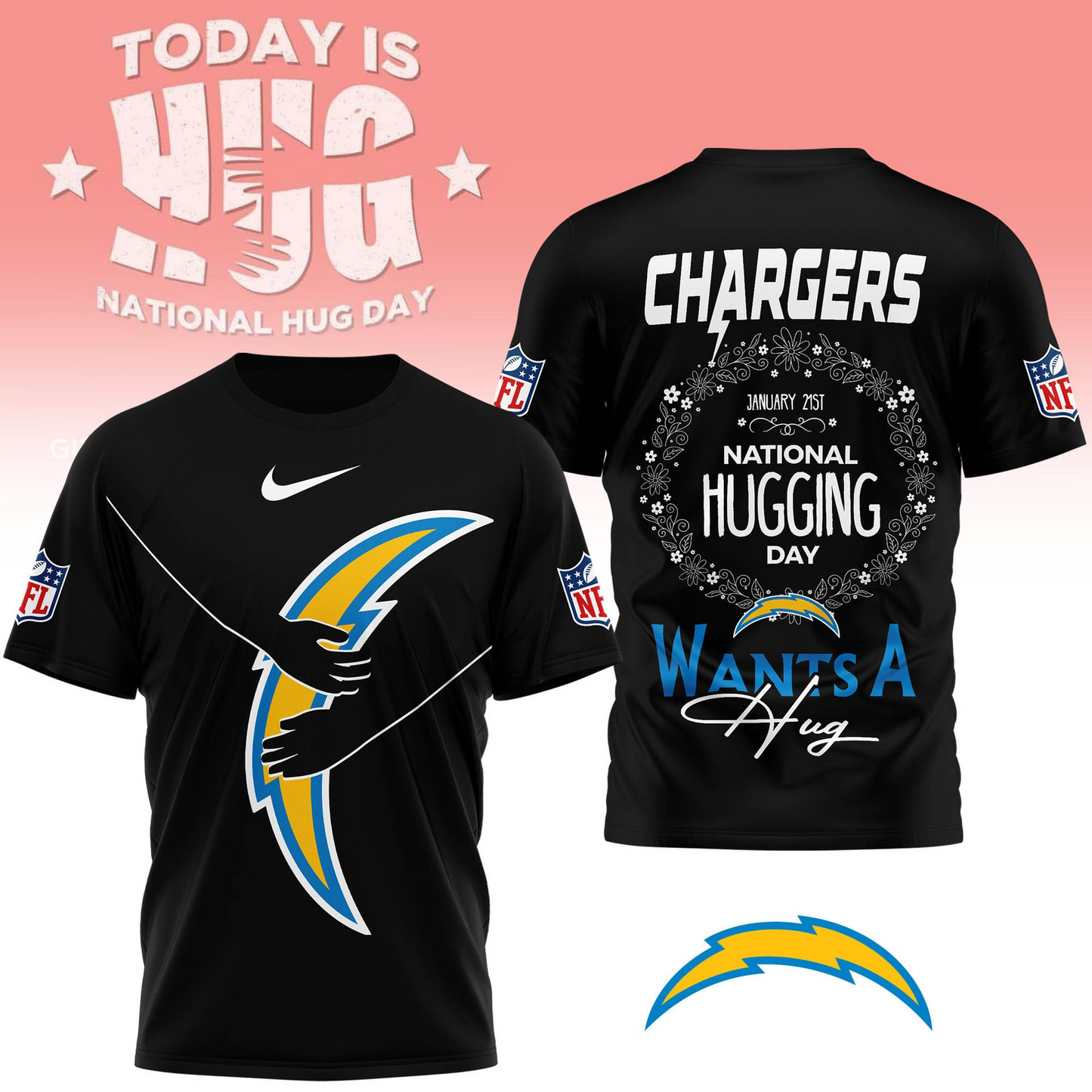 LAC Premium NFL National Hugging Day 3D Shirt DDT NTL