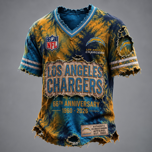LAC X Custom Football Fan Distressed V-Neck Shirt