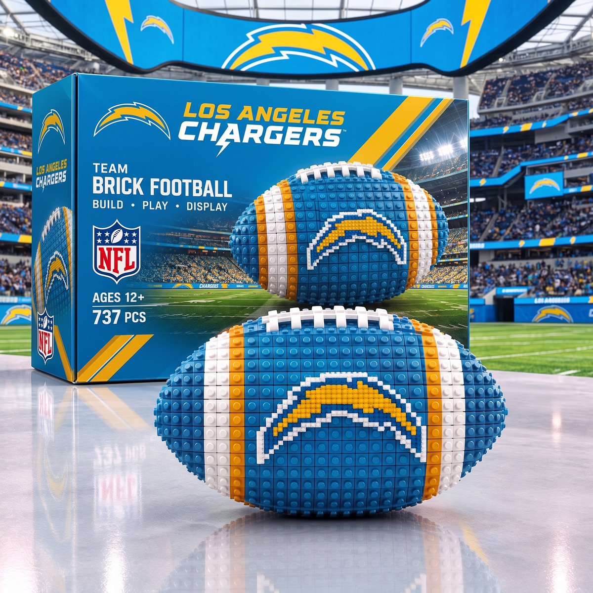 LAC X NFL Team Brick Football Building Set – 3D Bricks Collector Model
