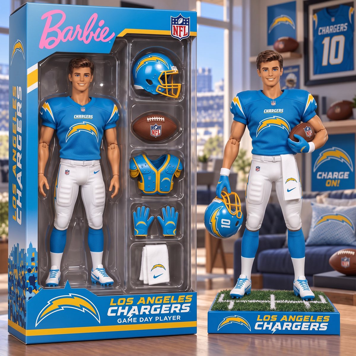 LAC X Personalized NFL Ken Doll Action Figure Box Set