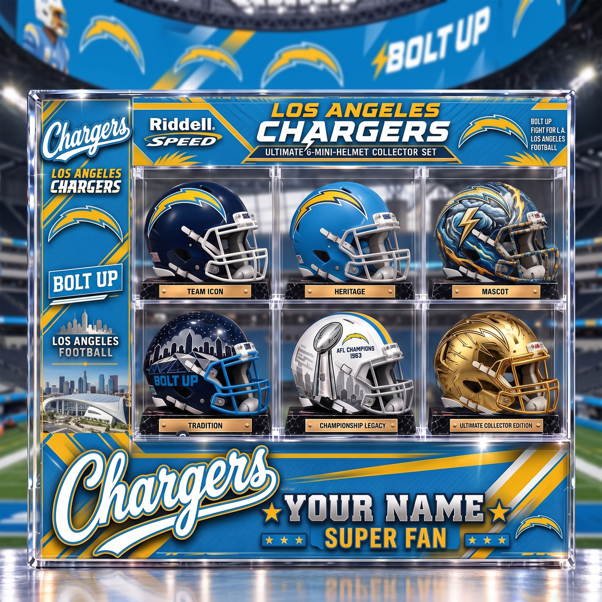 LAC x Custom NFL Team Riddell Speed Ultimate 6-Mini-Helmet Collector Set