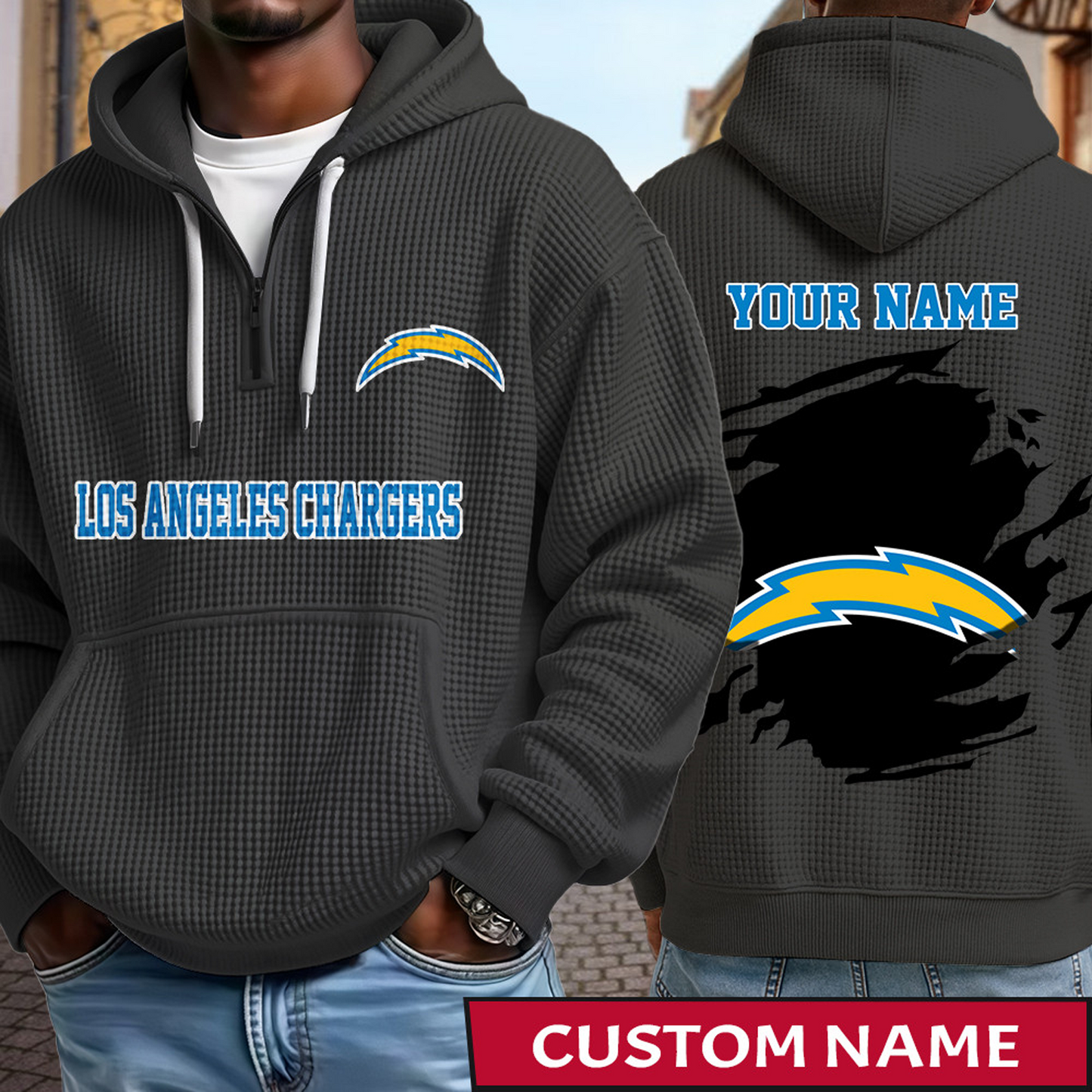 LAC x NFL Waffle Half Zip Hoodie DATND TANTD