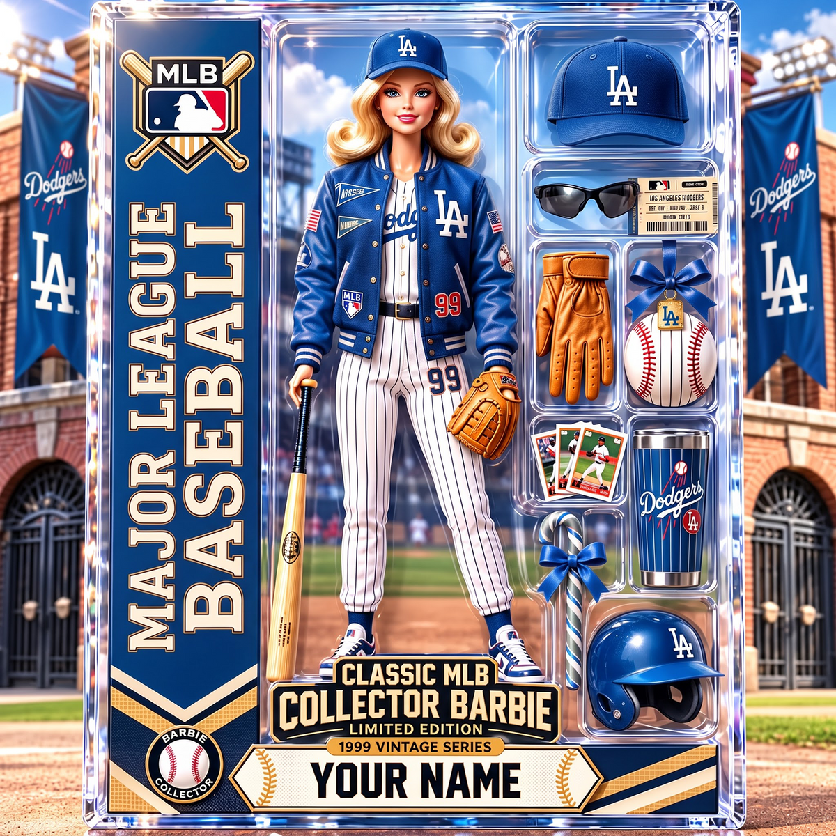 LAD X Personalized Classic MLB Collector Barbie Acrylic Block Plaque